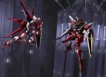 le MBF-P02 Strike Rouge Gundam et le ZGMF-X09A Justice Gundam